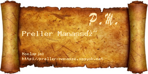 Preller Manassé névjegykártya